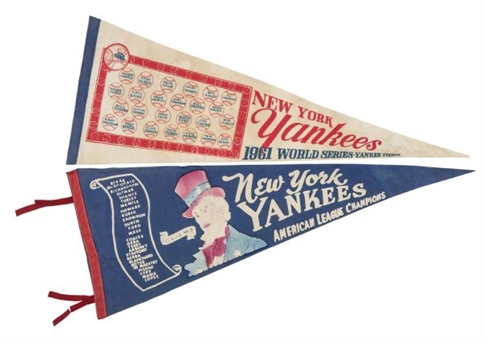 1960-1961 New York Yankees Pair of Championship Pennants 